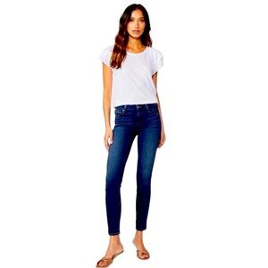 Paige Verdugo Ankle stretch cotton jean dark wash whiskered USA made size 28